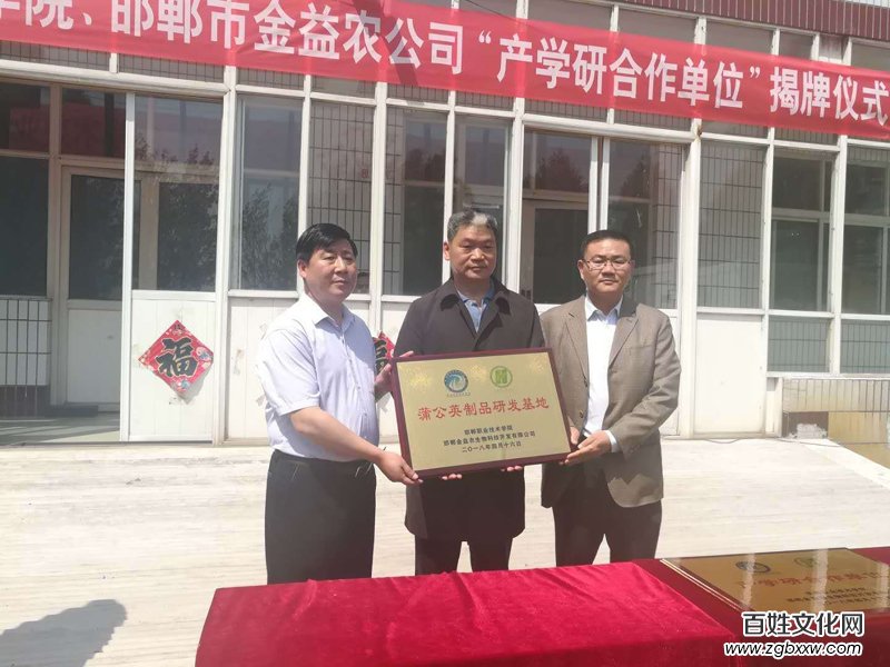 磁縣“蒲公英產(chǎn)學(xué)研基地”、“蒲公英制品研發(fā)基地” 正式掛牌成立